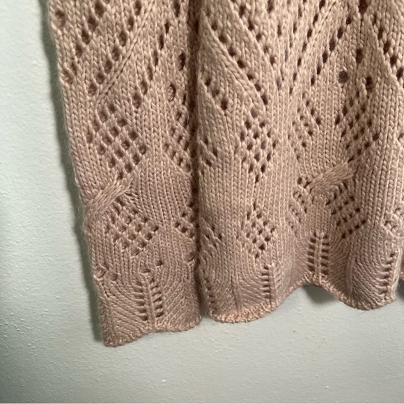Loft Crewneck Sweater Light Pink Loose Knit - Picture 6 of 13